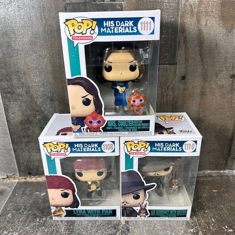 Funko Pop His Dark Materials lot of 3 Lyra w/Pan, Scorsbey w/hester, MRS Coulter
